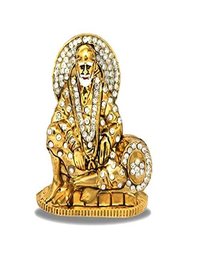 GCT Shirdi SAI Baba Idol (B-38) Antique Gold Metal Statue for Home Décor Car Dashboard Mandir Pooja Murti Temple Puja Office Table Showpiece - Image 1